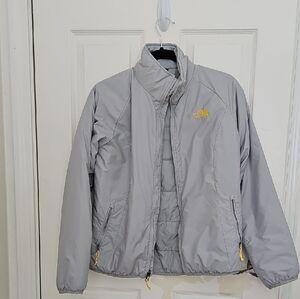 The North Face Light Gray Jacket with Yellow Details